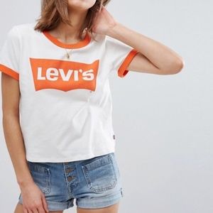 Levi's Orange Ringer Crop Tee